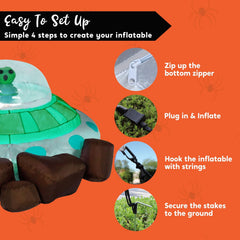 Joiedomi 5 ft Halloween Inflatable UFO with Alien and Built-in LEDs