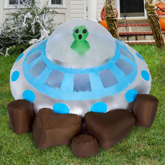 Joiedomi 5 ft Halloween Inflatable UFO with Alien and Built-in LEDs