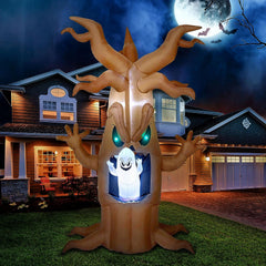 7ft LED Scary Tree with Animated Ghost Halloween Inflatable