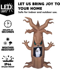 7ft LED Scary Tree with Animated Ghost Halloween Inflatable