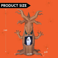 7ft LED Scary Tree with Animated Ghost Halloween Inflatable