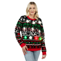 LED Ugly Christmas Sweater, Built-in Light Bulbs for Men, Women