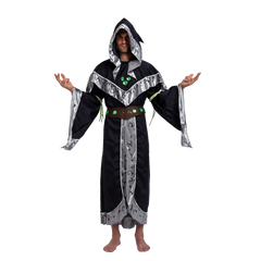 Mystical Dark Sorcerer Medieval Warlock w/Glow Arm Strings Halloween Costumes for Men - Spooktacular Creations