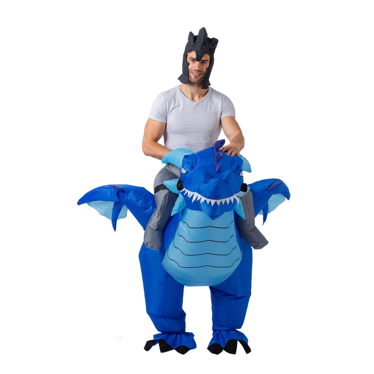 Inflatable Costume Riding a Fire or Ice Dragon Air Blow-up Deluxe Halloween Costume - Adult Size - Spooktacular Creations