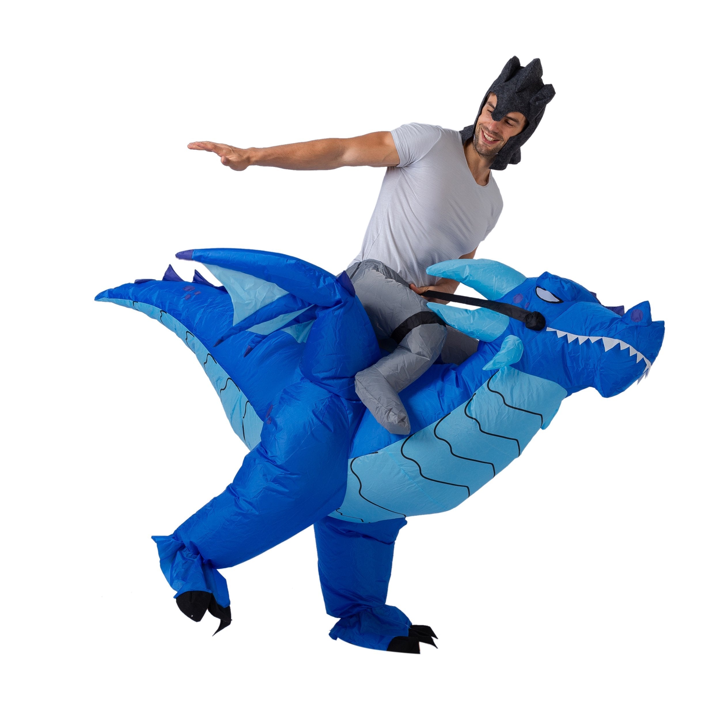 Inflatable Costume Riding a Fire or Ice Dragon Air Blow-up Deluxe Halloween Costume - Adult Size - Spooktacular Creations