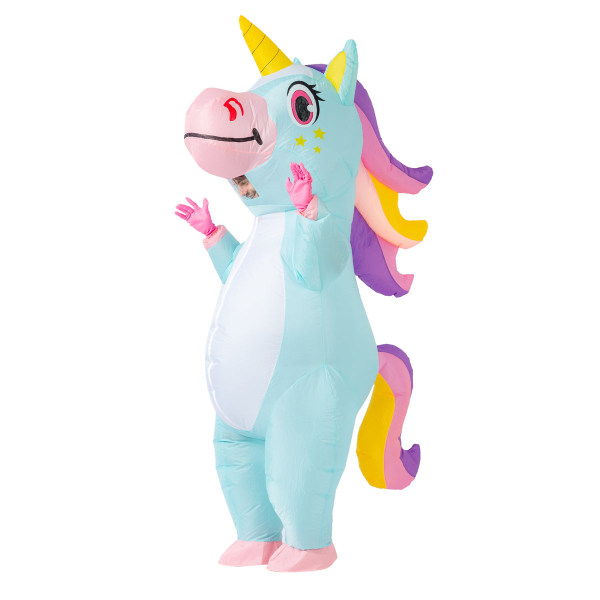 Inflatable Blue Rainbow Unicorn Costume