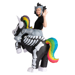 Skeleton Unicorn Ride-On Inflatable Costume - Adult