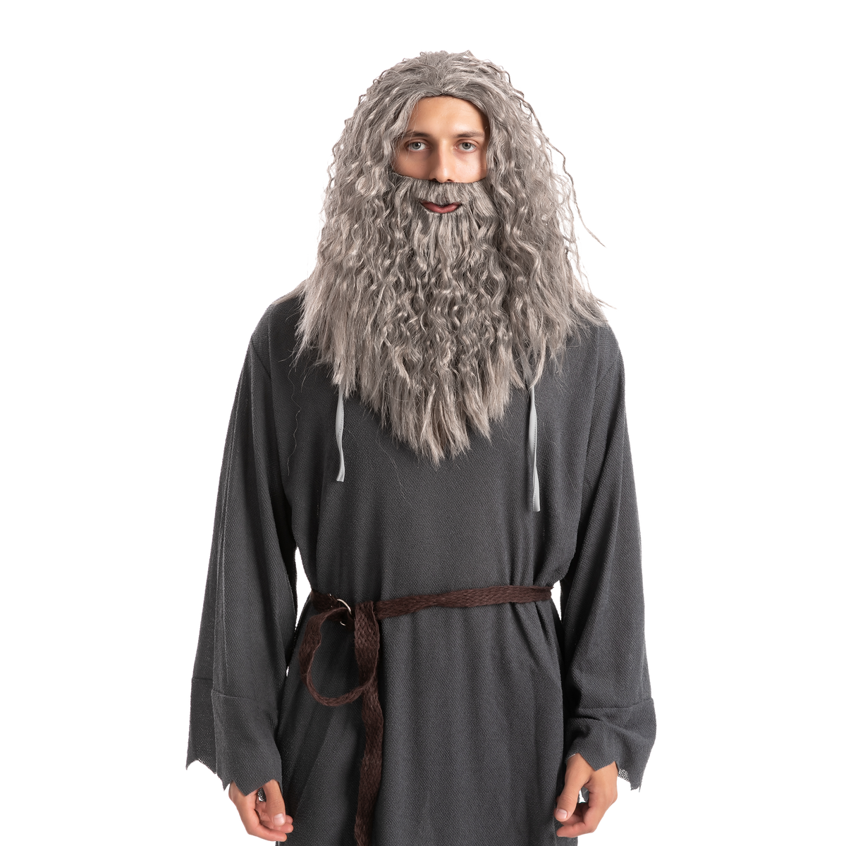 Men Grey Wizard Wig with Beard Cosplay- Adult