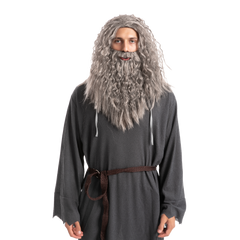 Men Grey Wizard Wig with Beard Cosplay- Adult
