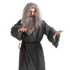 Men Grey Wizard Wig with Beard Cosplay- Adult