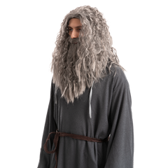 Men Grey Wizard Wig with Beard Cosplay- Adult