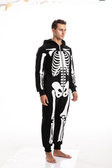 Skeleton Plush Pajamas Onesie - Adult