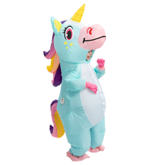 Inflatable Blue Rainbow Unicorn Costume