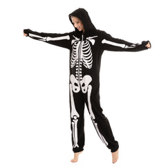 Skeleton Plush Pajamas Onesie - Adult