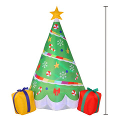 6 FT Tall Inflatable Rainbow Ribbon Christmas Tree Inflatable with Build-in LEDs