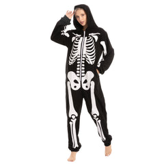 Skeleton Plush Pajamas Onesie - Adult
