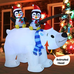 6.5ft Wide Animated Polar Bear Christmas Inflatable