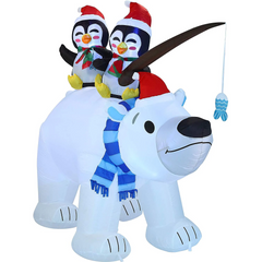 6.5ft Wide Animated Polar Bear Christmas Inflatable