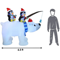6.5ft Wide Animated Polar Bear Christmas Inflatable
