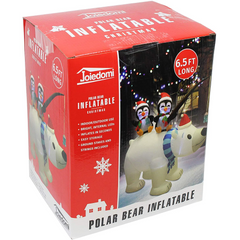 6.5ft Wide Animated Polar Bear Christmas Inflatable