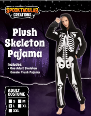 Skeleton Plush Pajamas Onesie - Adult