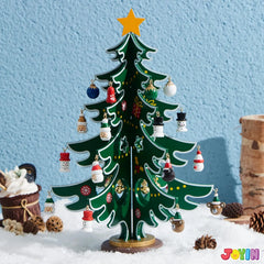 Christmas Advent Calendar Tabletop Wooden Christmas Tree and 24 Ornaments