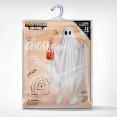 White Silent Ghost Costume with Pumpkin Bag