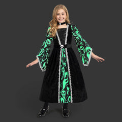Witch Costume for Girls, Black Dark Witch Print Dress for Girls