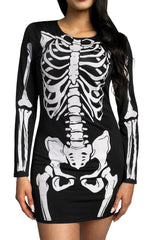 Women Black Skeleton Glow in the Dark Dress Costume