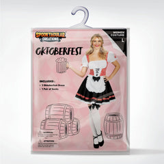 Women German Oktoberfest Costume Set, Black and Red German Beer Girl Dress