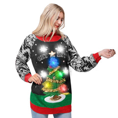 Women’s Christmas Tree Ugly Long Sweater LED Light Up Xmas Sweater