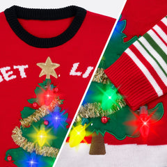 Womens LED Light Up Get Lit Christmas Tree Ugly Christmas Sweater