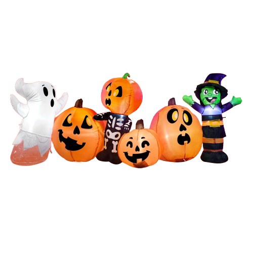 8ft Three Halloween Characters and Pumpkin Patch Inflatable
