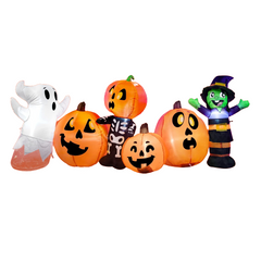 8ft Three Halloween Characters and Pumpkin Patch Inflatable