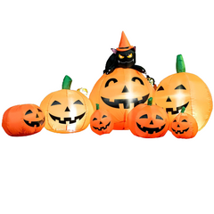 7ft Halloween Pumpkin Patch with Cat Inflatable