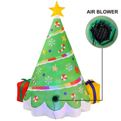 6 FT Tall Inflatable Rainbow Ribbon Christmas Tree Inflatable with Build-in LEDs