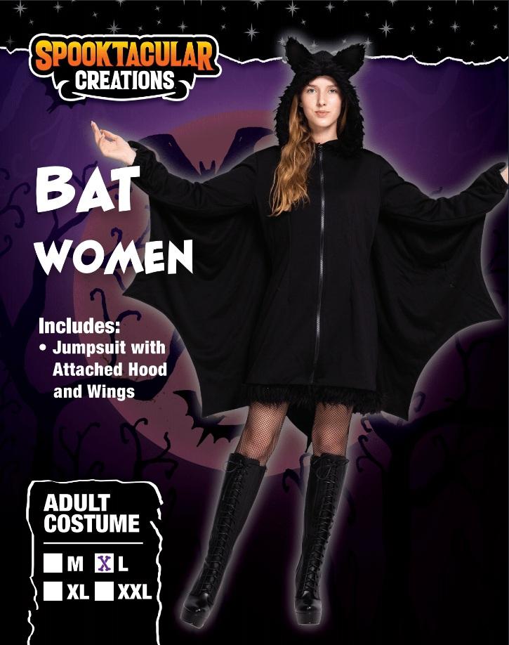 Woman’s Black Bat Zip Hoodie Halloween Costume - Spooktacular Creations