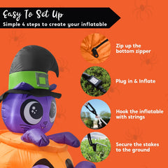 5ft Tall Animated Halloween Kitty Cat On Pumpkin Inflatable