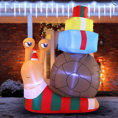 6ft Long Cute Snail with a Stack of Gifts Inflatable