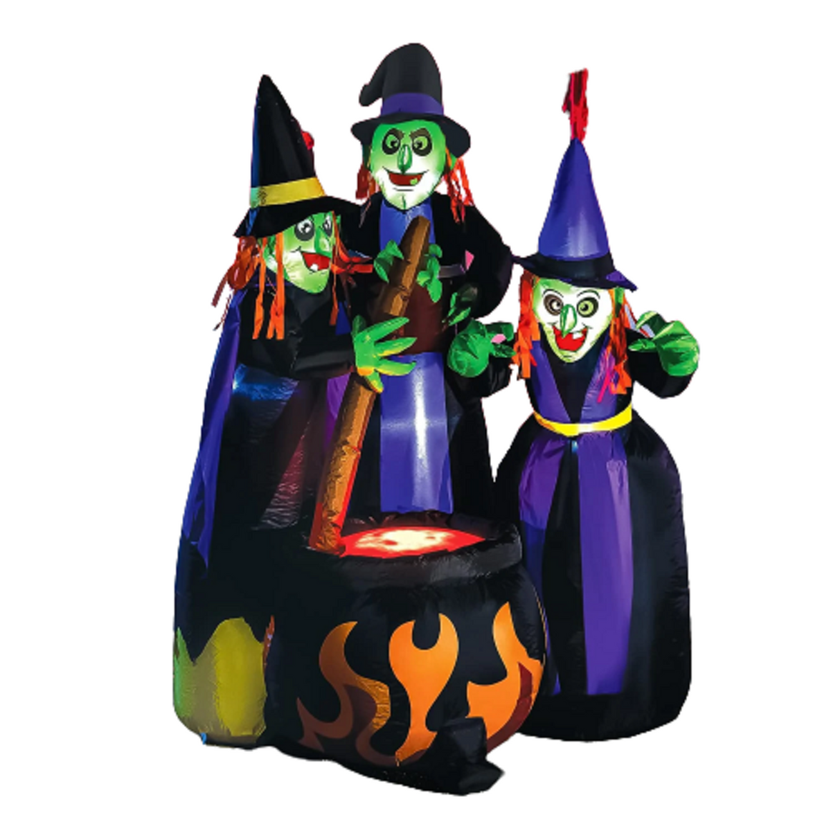 6ft Halloween Three Witch Around Cauldron Inflatable