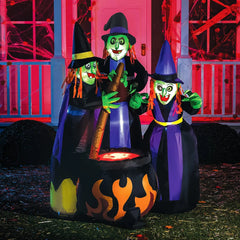 6ft Halloween Three Witch Around Cauldron Inflatable