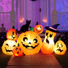 6ft Pumpkins with Black Cat Halloween Inflatable