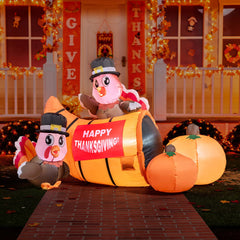 Large Little Turkeys on a Cornucopia Inflatable (6ft)