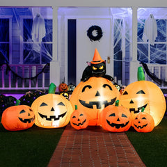 7ft Halloween Pumpkin Patch with Cat Inflatable