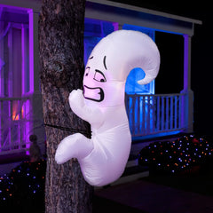4ft Tall Scared Cute Ghost Hugging Tree Halloween Inflatable
