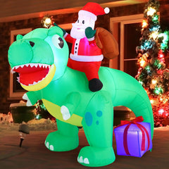 6ft Long Santa Ride on Dinosaur Inflatable