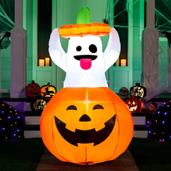 5ft Tall Halloween Ghost in Pumpkin Inflatable
