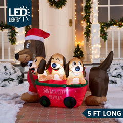 5ft Tall Christmas Puppy Inflatable