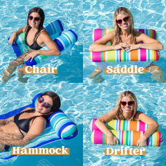 SLOOSH - 2 Packs Inflatable Pool Float Hammock (Pink & Blue)