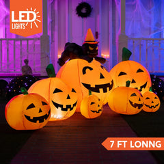 7ft Halloween Pumpkin Patch with Cat Inflatable